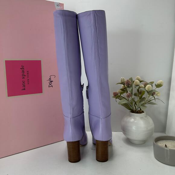 Kate Spade Rochelle Buttery Soft Leather Knee High Boot Frzen Lilac Women 7.5NWB - Picture 4 of 13